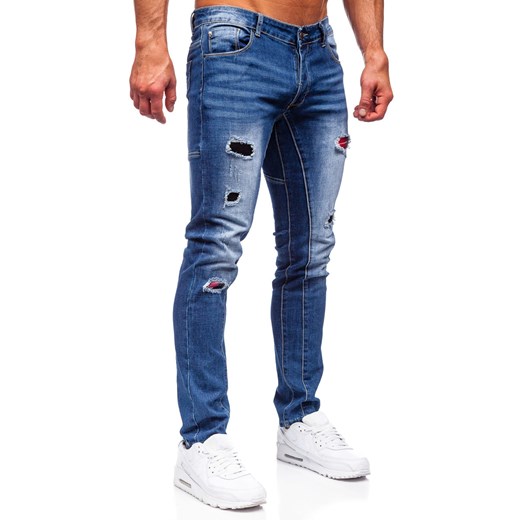 Niebieskie spodnie jeansowe męskie regular fit Denley MP0050B 32/M okazyjna cena Denley