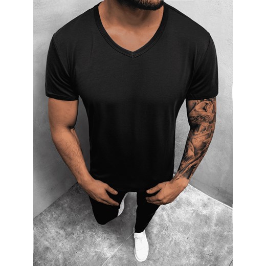 T-shirt męski czarny Ozonee z krótkim rękawem 