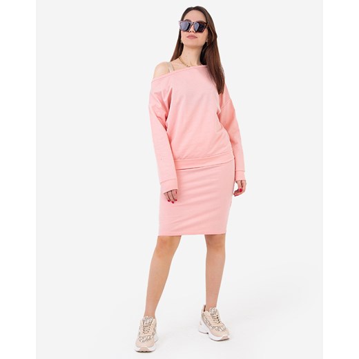 Różowy damski komplet bluza ze spódnicą- Odzież Royalfashion.pl L - 40 royalfashion.pl