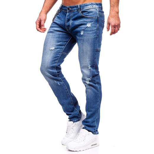 Niebieskie spodnie jeansowe męskie regular fit Denley MP0051B 29/S Denley wyprzedaż