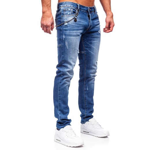 Niebieskie spodnie jeansowe męskie regular fit Denley MP0051B 36/XL okazyjna cena Denley