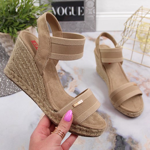 Sandały espadryle na koturnie beżowe Big Star JJ274978 39 okazyjna cena ButyRaj.pl