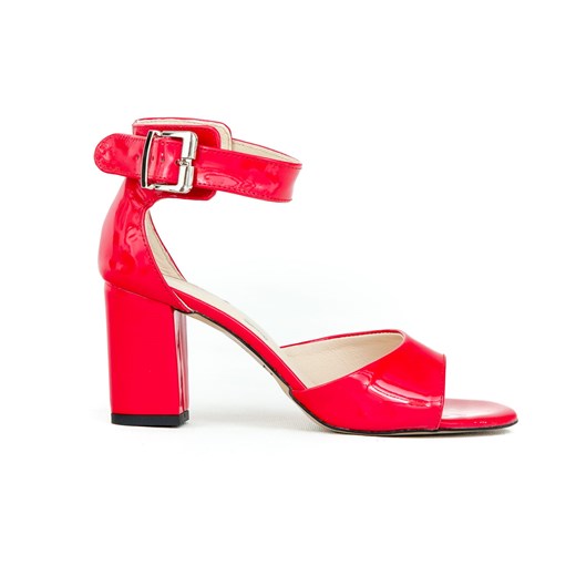sandałki na słupku - skóra naturalna - model 348 - kolor czerwony lakier Zapato 36 wyprzedaż zapato.com.pl