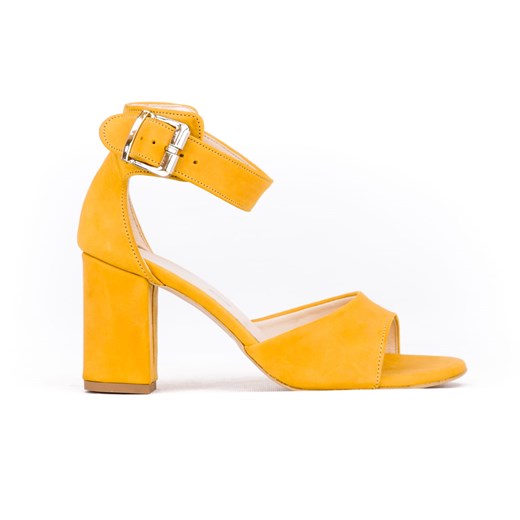 sandałki na słupku - skóra naturalna - model 348 - kolor żółty Zapato 39 okazyjna cena zapato.com.pl