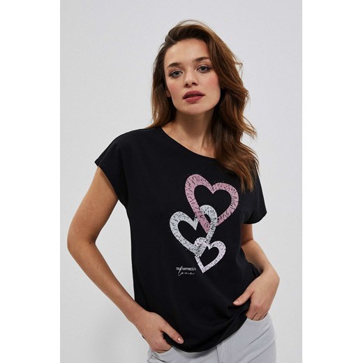 Bawełniany t-shirt z romantycznym nadrukiem 46 Moodo.pl