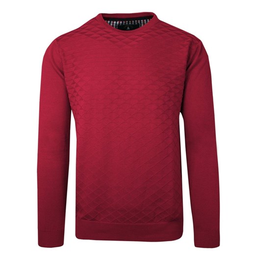 Sweter Czerwony z Okrągłym Dekoltem, Tłoczony Wzór, U-neck, Męski -BARTEX SWKOWbrtx0003czerwonyU ze sklepu JegoSzafa.pl w kategorii Swetry męskie - zdjęcie 133009332