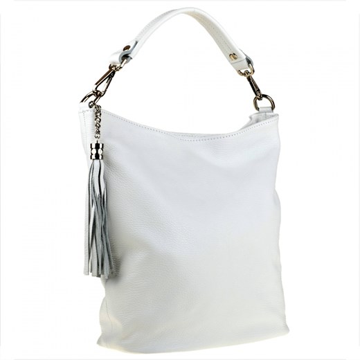 Lekka skórzana torebka shopper bag biała l ze sklepu melon.pl w kategorii Torby Shopper bag - zdjęcie 133010821