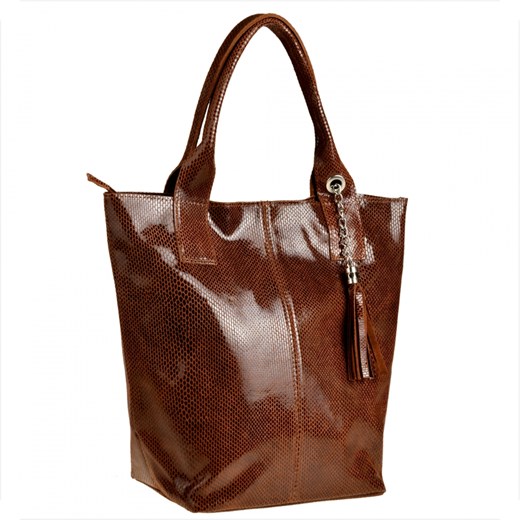 Brązowa koniak torebka shopper skórzana plaster miodu xl ze sklepu melon.pl w kategorii Torby Shopper bag - zdjęcie 133011460