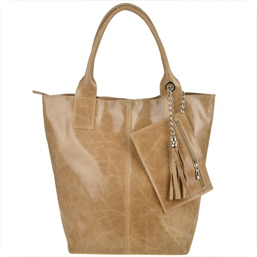 Torba worek beżowy z miękkiej skóry bardzo lekka xl ze sklepu melon.pl w kategorii Torby Shopper bag - zdjęcie 133011962