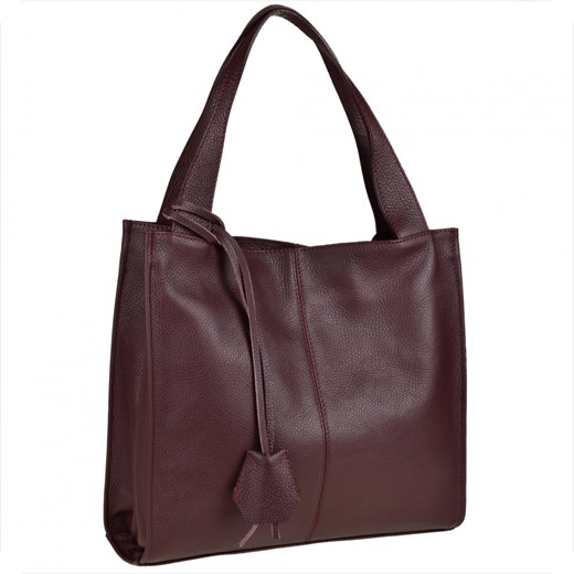Duża torebka włoska shopper bag bordowa skóra naturalna ze sklepu melon.pl w kategorii Torby Shopper bag - zdjęcie 133012361