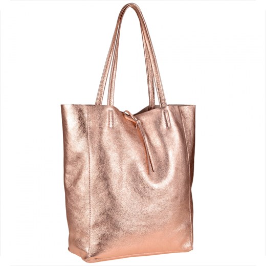 Torebka skórzana lekka shopper różowe złoto ze sklepu melon.pl w kategorii Torby Shopper bag - zdjęcie 133013342