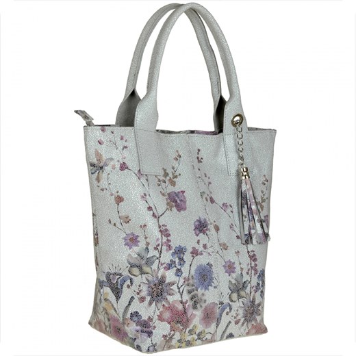 Torba worek skóra naturalna wzór kwiaty z popielem borse in pelle ze sklepu melon.pl w kategorii Torby Shopper bag - zdjęcie 133013953