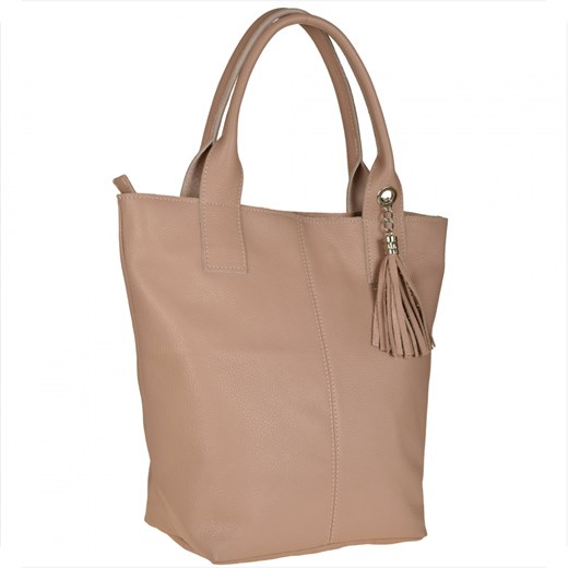 Torebka damska shopper skórzana z podszewką róż pudrowy ze sklepu melon.pl w kategorii Torby Shopper bag - zdjęcie 133014001