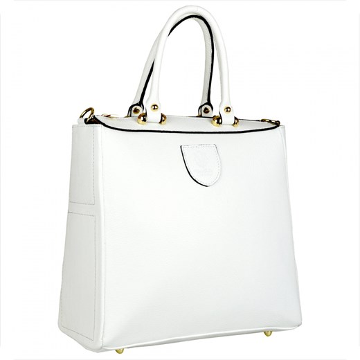 Elegancka torebka skórzana kuferek biała borse in pelle ze sklepu melon.pl w kategorii Torby Shopper bag - zdjęcie 133014164