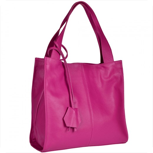 Duża torebka włoska shopper bag skóra naturalna fuksja ze sklepu melon.pl w kategorii Torby Shopper bag - zdjęcie 133014374