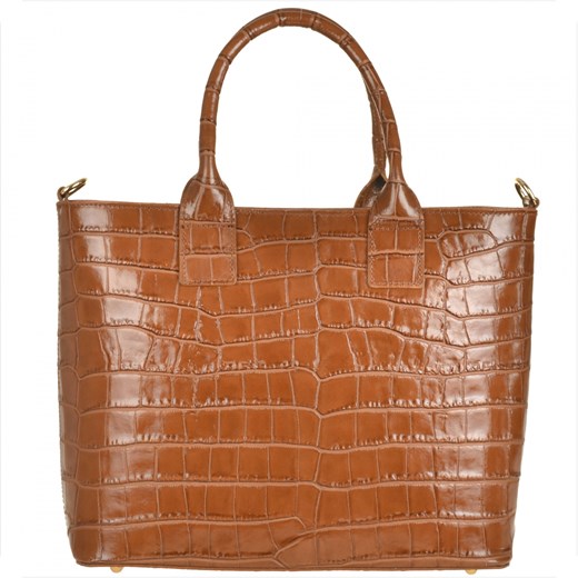 Borse in pelle torebka kuferek brązowa camel wzór skóry aligatora ze sklepu melon.pl w kategorii Torby Shopper bag - zdjęcie 133014572