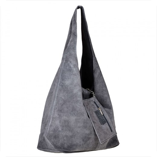 Torebka skórzana shopper szary grafit worek ze sklepu melon.pl w kategorii Torby Shopper bag - zdjęcie 133016282