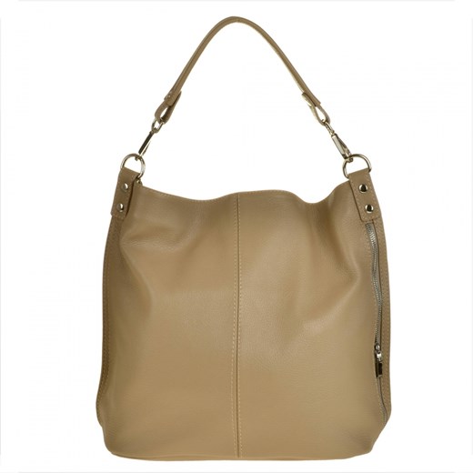 Torebka skórzana na ramię beżowa x l ze sklepu melon.pl w kategorii Torby Shopper bag - zdjęcie 133017012
