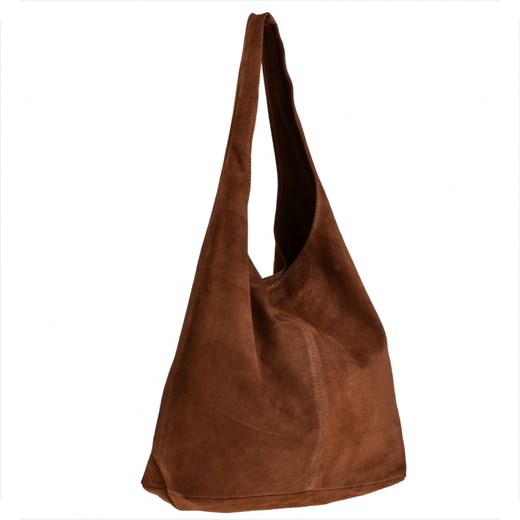 Torebka skórzana zamszowa koniak brąz worek ze sklepu melon.pl w kategorii Torby Shopper bag - zdjęcie 133017420