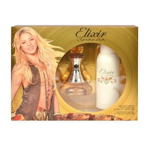 Shakira Elixir W Zestaw perfum Edt 50ml + 150ml Deodorant e-glamour brazowy perfumy