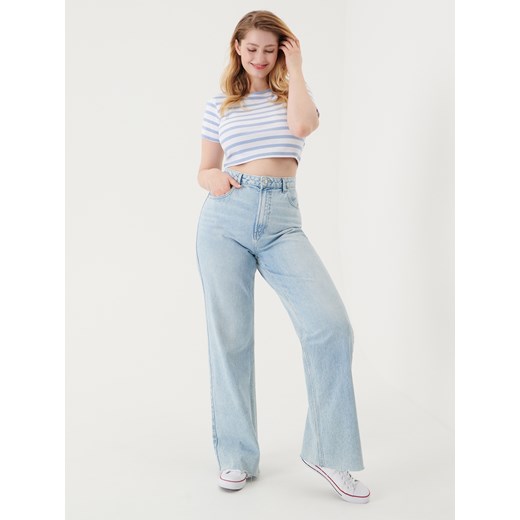 Sinsay - Jeansy wide leg high waist - Niebieski Sinsay 42 Sinsay