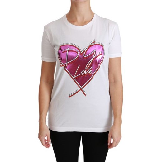 dolce & gabbana - Dolce & Gabbana - Biała DG ds. Love Heart Top T-shirt Dolce & Gabbana IT36 | XS okazja Italian Collection