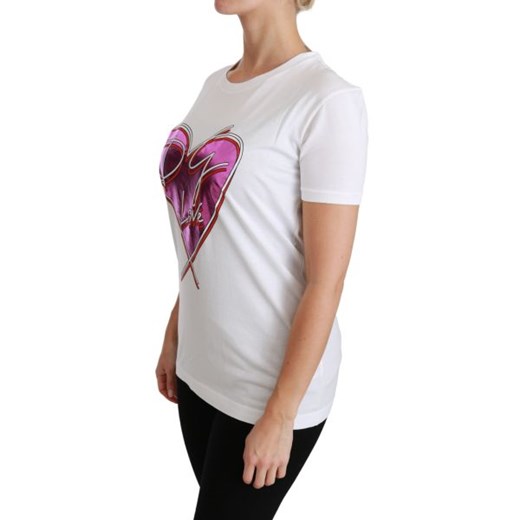 dolce & gabbana - Dolce & Gabbana - Biała DG ds. Love Heart Top T-shirt Dolce & Gabbana IT36 | XS promocyjna cena Italian Collection