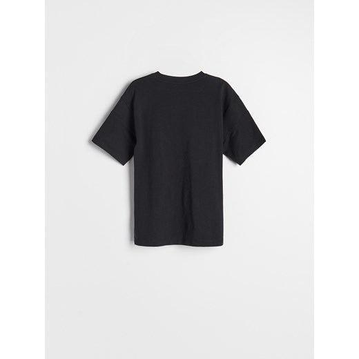 Reserved - Bawełniany t-shirt z aplikacją - Czarny Reserved 170 Reserved