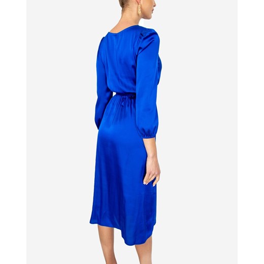 Kobaltowa sukienka midi z gumą w pasie - Odzież Royalfashion.pl L - 40 royalfashion.pl