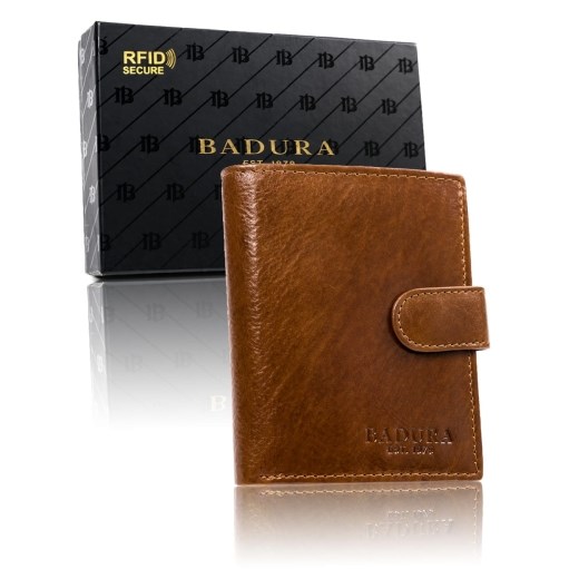 BADURA portfel męski skórzany ochrona RFID 99082 Skorzany