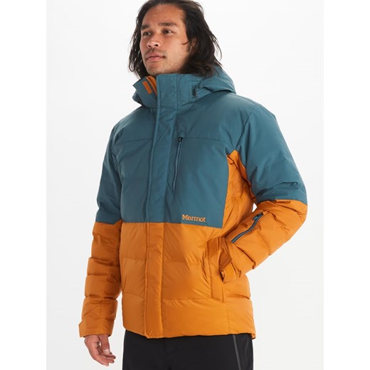 Puchowa kurtka narciarska "Shadow" w kolorze pomarańczowo-turkusowym Marmot XL wyprzedaż Limango Polska