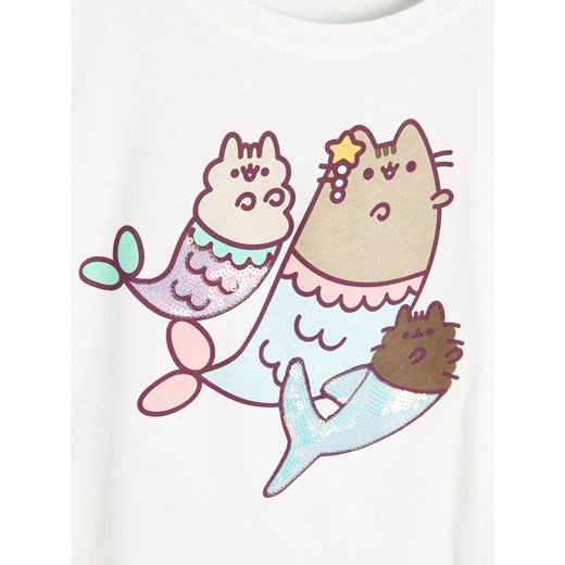 Reserved - Bawełniany t-shirt Pusheen - Kremowy Reserved 164 Reserved