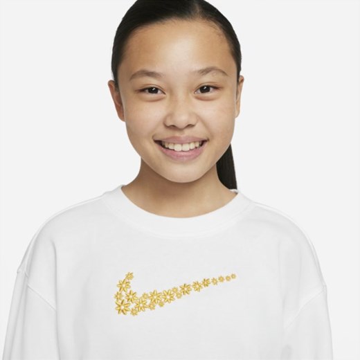 Bluza z dzianiny dresowej dla dużych dzieci (dziewcząt) Nike Sportswear - Biel Nike XS Nike poland