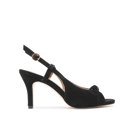 Czarne sandały damskie Lasocki eleganckie z klamrą 