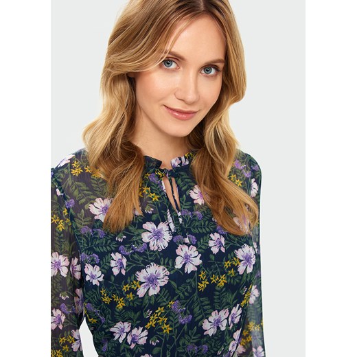 Bluzka z riuszką i nadrukiem w kwiatki Greenpoint 42 promocyjna cena Happy Face