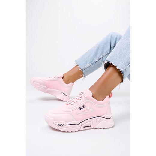 Różowe sneakersy na platformie buty sportowe sznurowane Casu 23-11-21-P Casu 35 okazyjna cena Casu.pl