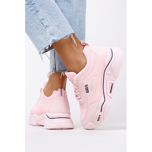 Różowe sneakersy na platformie buty sportowe sznurowane Casu 23-11-21-P Casu 35 Casu.pl okazja