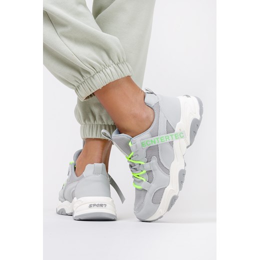 Buty sportowe damskie Casu sneakersy sznurowane szare
