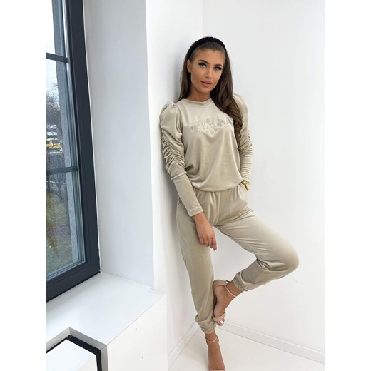 DRES WELUROWY BUFKI LA PERLA BEŻ S Yasmin Boutique