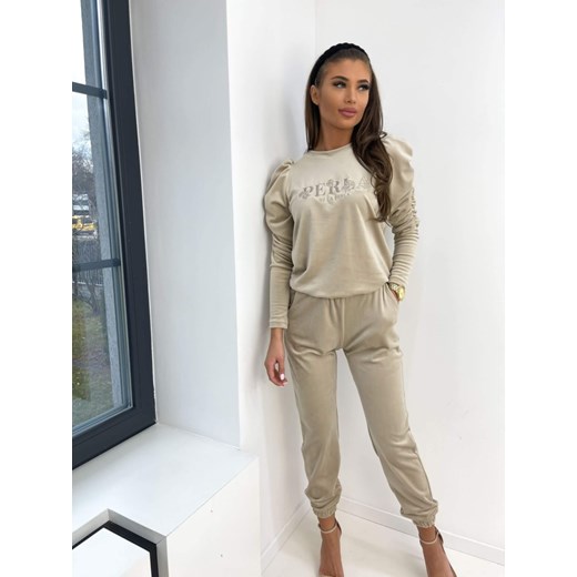 DRES WELUROWY BUFKI LA PERLA BEŻ S Yasmin Boutique