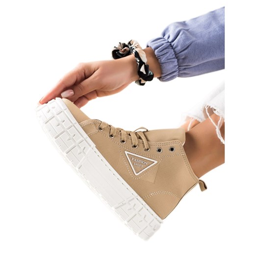 Goodin Wysokie Trampki Fashion beżowy 39 ButyModne.pl