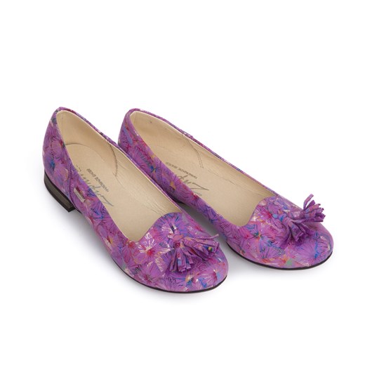 klasyczne baleriny z frędzlami - skóra naturalna - model 009 – kolor fioletowe Zapato 38 zapato.com.pl