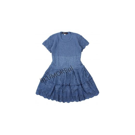Ażurowa sukienka dla dziewczynki 110 - 140 Zuzia blumore-pl niebieski bawełniane