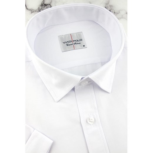 Koszula Męska Elegancka Wizytowa do garnituru gładka biała z krótkim rękawem w Viadi Polo S ŚWIAT KOSZUL