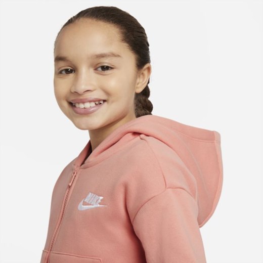 Bluza z kapturem i zamkiem na całej długości dla dużych dzieci (dziewcząt) Nike Nike M Nike poland
