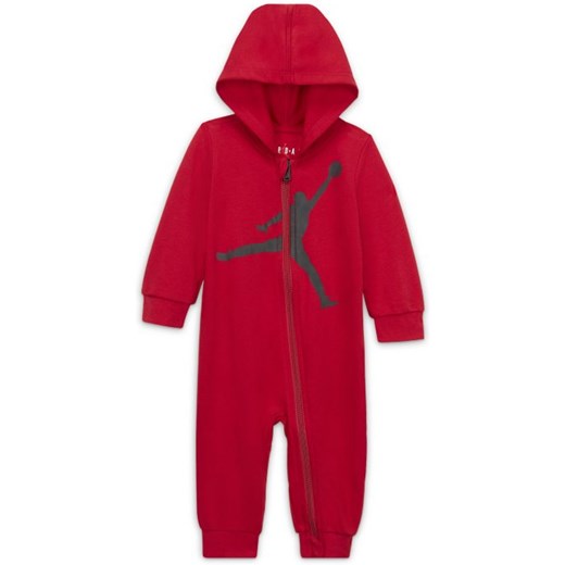 Pajacyk z zamkiem na całej długości dla niemowląt (0–9 M) Jordan - Czerwony Jordan 0-3M Nike poland