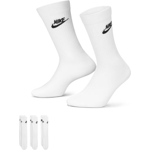 Klasyczne skarpety Nike Sportswear Everyday Essential (3 pary) - Biel Nike XL Nike poland