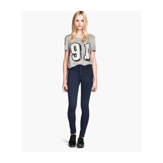 Elastyczne spodnie High waist h-m czarny elastyczne