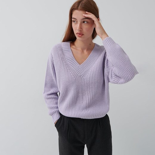 Sweter z dekoltem w serek - Fioletowy House XS wyprzedaż House