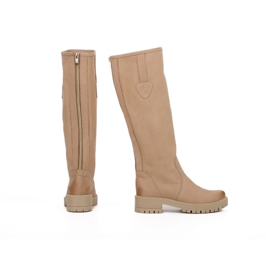 dziurkowane kozaki na grubej podeszwie - skóra naturalna - model 129- kolor Zapato 37 zapato.com.pl